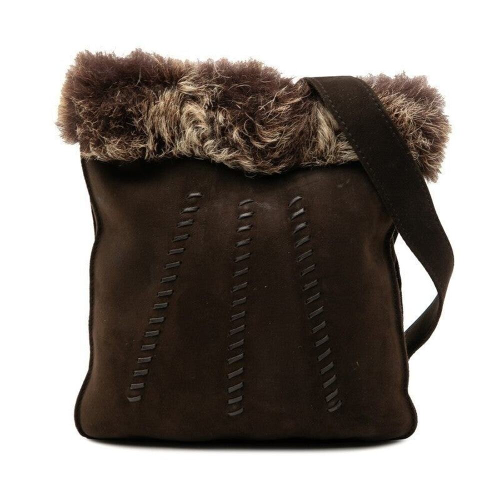 Hermes Sac Toutou Moko Crossbody Bag Nubuck Fur Shoulder Bag Brown
